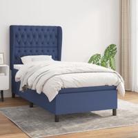 Boxspring met matras stof blauw 100x200 cm