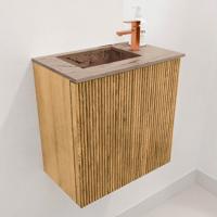 Toiletmeubel Mondiaz Joya Dlux | 40 cm | Meubelkleur Oak | Faye wastafel Arena Wasbak Links | 1 kraangat