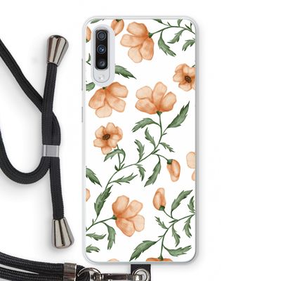 Peachy flowers: Samsung Galaxy A70 Transparant Hoesje met koord
