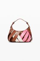Medium gevlochten tas met leerlook - MATERIAL FINISHES - U