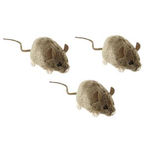 Nature Planet pluche knuffeldier muis - 3x - grijs/bruin - 12 cm - muizen knuffels