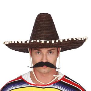 Mexicaanse Sombrero hoed voor heren - carnaval/verkleed accessoires - zwart - met ornamenten