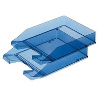 Set van 4x stuks brieven/postbakjes transparant blauw A4 formaat 25 x 33 x 6 cm