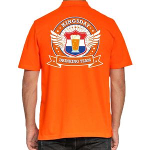 Kingsday Drinking Team poloshirt oranje voor heren