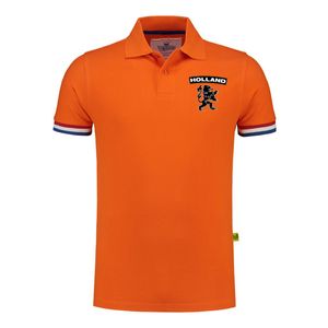 Holland fan polo t-shirt oranje luxe kwaliteit met leeuw - 200 grams katoen - heren 2XL  -