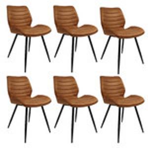 Bronx71 Industriële eetkamerstoel Morris cognac - Eetkamerstoelen set van 6.