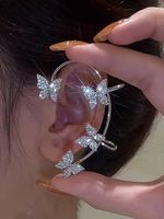 Single Alloy Rhinestone Butterfly Cuff Earring - thumbnail