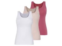 esmara 3 dames onderhemden (XS (32/34), Wit/rood/roze)