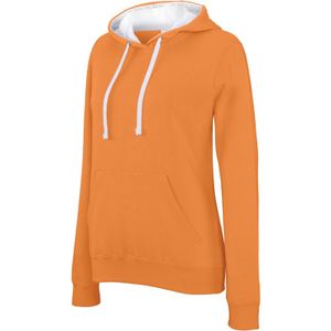 Oranje/witte sweater/trui hoodie voor dames