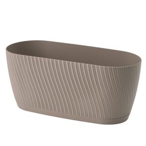 Form Plastic Plantenbak/bloembak Waves - kunststof - beige - D27 x B12 x H12 cm - ovaal