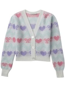 Alessandra Rich cardigan à motif en intarsia - Blanc