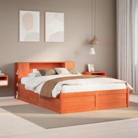 Bedframe zonder matras massief grenenhout wasbruin 150x200 cm