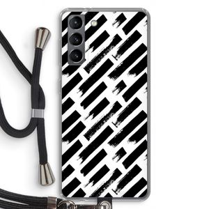 Zwarte vegen: Samsung Galaxy S21 Transparant Hoesje met koord