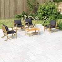 5-delige Loungeset met kussens bamboe donkergrijs
