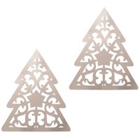 3x stuks plafond hangdecoratie Kerstboom zilver 50 x 40 cm van karton