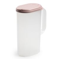 Waterkan/sapkan transparant/roze met deksel 2 liter kunststof   - - thumbnail