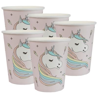 Santex Feest wegwerp bekertjes - Eenhoorn Thema - 50x stuks - 270 ml - karton - unicorn/magie