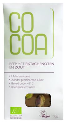 Cocoa Reep Pistachenoten Zout 50 gram