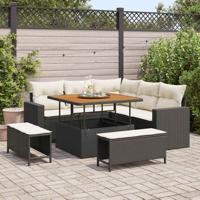 Tuinbankenset 8 pcs Zwart poly rattan