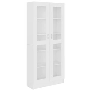 The Living Store Vitrinekast - Boekenkast - 82.5 x 30.5 x 185.5 cm - Wit