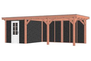 Tijdelijk 15% korting | Buitenverblijf Siena 775x350 cm - Combinatie 1- Plat dak- Onbehandeld lariks Douglas hout- Trendhout
