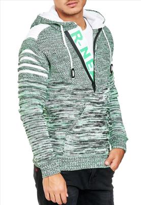 RustyNeal - Heren Hoodie Trui - Neongroen - Modernfit - Capuchon