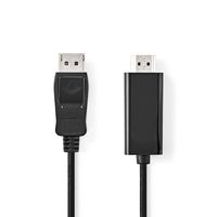 Nedis DisplayPort-Kabel | DisplayPort Male | HDMI Connector | 4K@30Hz | Vernikkeld | 3.00 m | Rond | PVC | Zwart | Doos - CCGB37100BK30
