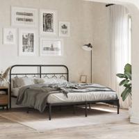 Bedframe met hoofdbord metaal zwart 140x200 cm