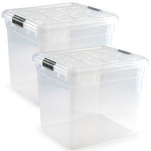 3x Opslagbakken/organizers met deksel 35 liter transparant