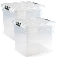 3x Opslagbakken/organizers met deksel 35 liter transparant