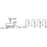 Bourns 4610X-102-472LF Weerstandsnetwerk 4.7 kΩ THT SIP-10 0.3 W 1 stuk(s) - thumbnail