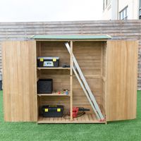 Tuinkast van Hout Gereedschapsschuur Weerbestendig Tuinhuis Houten Schuur met Zadeldak Tuinkast 140 x 50 x 162 cm