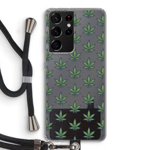 Weed: Samsung Galaxy S21 Ultra Transparant Hoesje met koord
