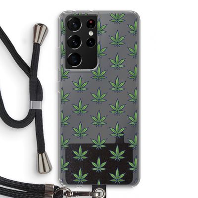 Weed: Samsung Galaxy S21 Ultra Transparant Hoesje met koord