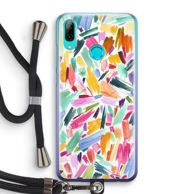 Watercolor Brushstrokes: Huawei P Smart (2019) Transparant Hoesje met koord