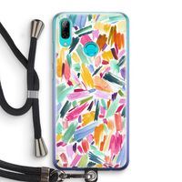 Watercolor Brushstrokes: Huawei P Smart (2019) Transparant Hoesje met koord