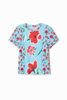 T-shirt met bloemenpatch - BLUE - 13/14