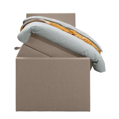 Leen Bakker - Boxspring Met Opbergruimte En Voetbord Liv Egaal - 90x200cm - Stof - Beige