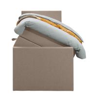 Leen Bakker - Boxspring Met Opbergruimte En Voetbord Liv Egaal - 90x200cm - Stof - Beige