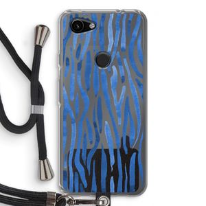 Blauwe nerven: Pixel 3a Transparant Hoesje met koord