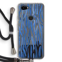 Blauwe nerven: Pixel 3a Transparant Hoesje met koord