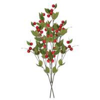 Kunstbloem fruit tak met appels - 3x - 90 cm - rood - Kunst zijdebloemen - thumbnail