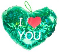 LG Imports knuffelhart I love you metallic 16 cm groen - thumbnail