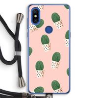 Cactusprint roze: Xiaomi Mi Mix 3 Transparant Hoesje met koord