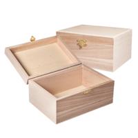 Rayher Hobby kistje/box - 2x - hout - met sluiting en deksel - 15 x 11 x 8 cm - opbergen