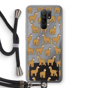 Alpacas: Xiaomi Redmi 9 Transparant Hoesje met koord