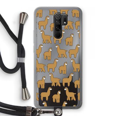 Alpacas: Xiaomi Redmi 9 Transparant Hoesje met koord
