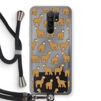 Alpacas: Xiaomi Redmi 9 Transparant Hoesje met koord