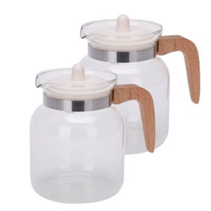 Excellent Houseware set van 2x stuks glazen theepot met infuser 1,5 liter