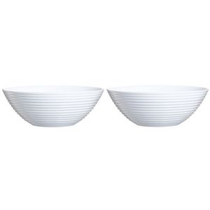 2x Salade schalen/slakommen van wit glas 27 cm